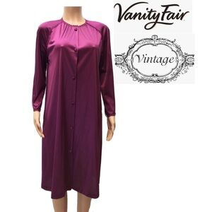 Vanity Fair Vintage Maroon Nightgown Robe Size Small